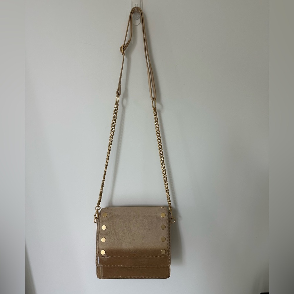 Hammitt Tan and Gold Crossbody Bag with Chain Strap